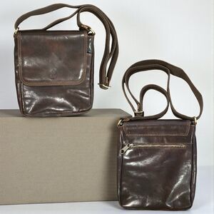 DeFelice Donatello Brown Leather Crossbody Bag Made in Italy Vintage Mens